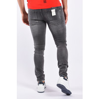 Amicci Amicci Premium Skinny Tapered Fit Stretch Jeans 'Sergio'  Charcoal Grey Ribbed/Distressed