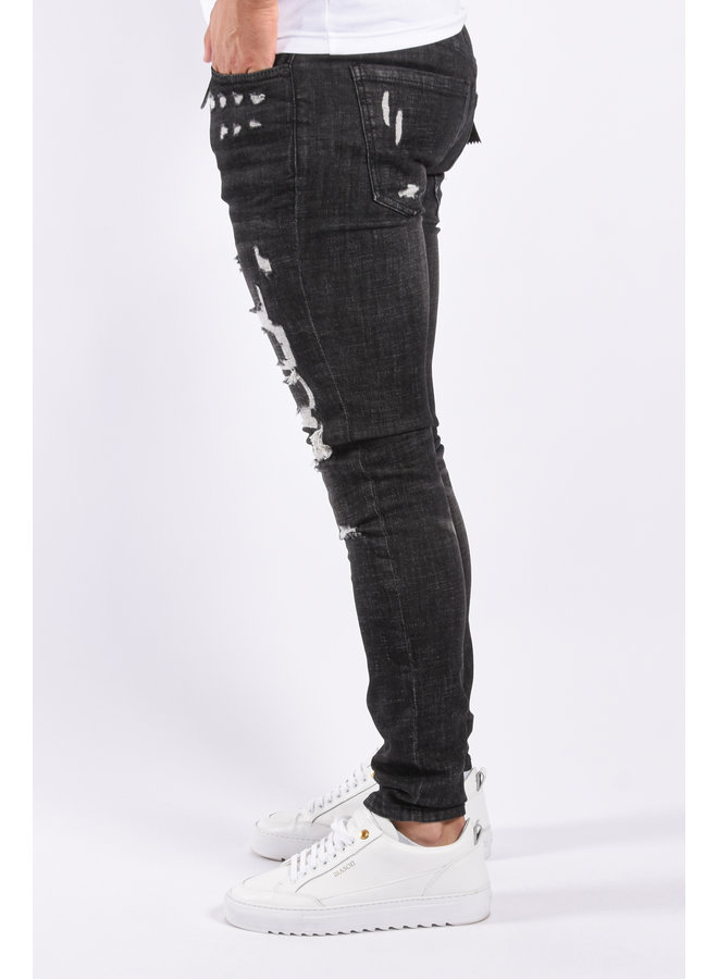 Amicci Premium Skinny Fit Stretch Jeans 'Alvero' Dark Grey Ripped