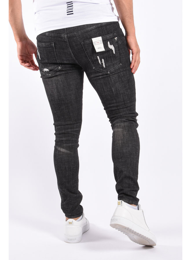 Amicci Premium Skinny Fit Stretch Jeans 'Alvero' Dark Grey Ripped