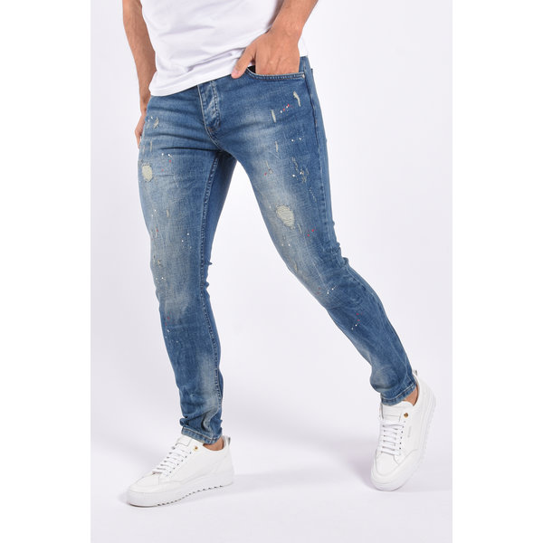 Y Slim Fit Stretch Jeans “Avci” Blue Sandwashed / Splashed