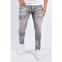 Y Skinny Fit Stretch Jeans “Dani” Light Grey Sandwashed - Splashed - Distressed