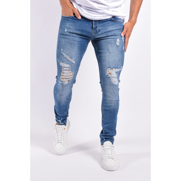 Y Skinny Fit Stretch Jeans “Marco” Shredded Blue