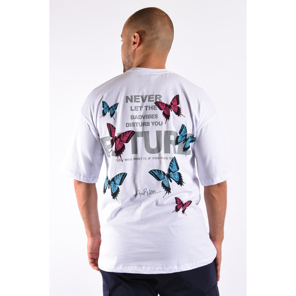 Y T-shirt Unisex Loose Fit “Future Butterfly” White