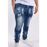 Y Slim Fit Stretch Jeans “Avci” Blue Red White splashes