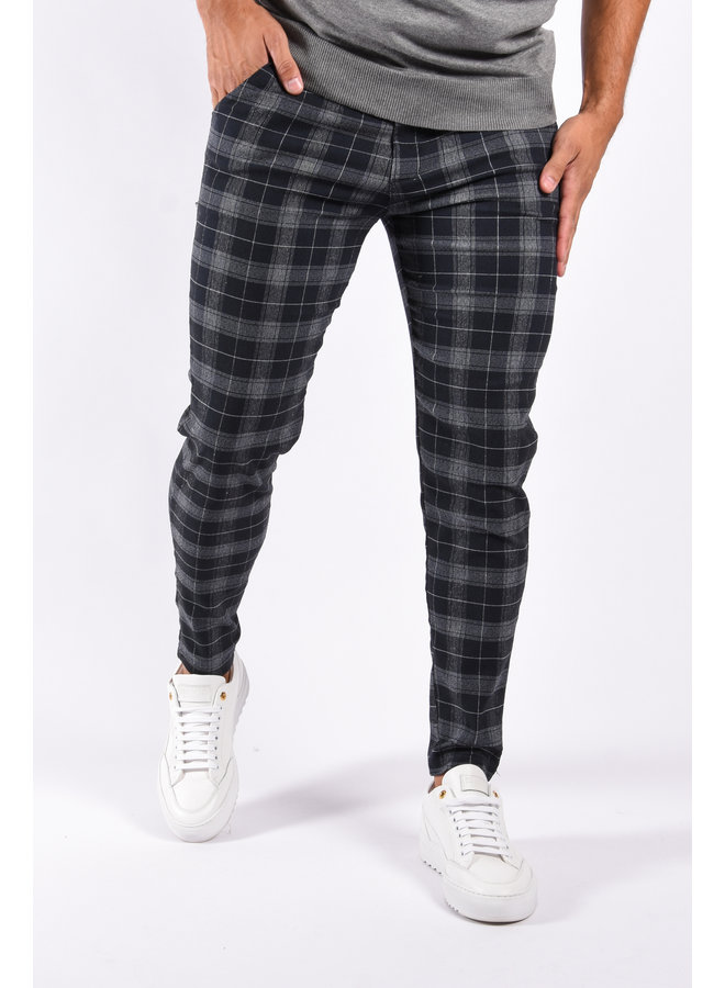 Stretch Pantalon Checkered Dark Blue