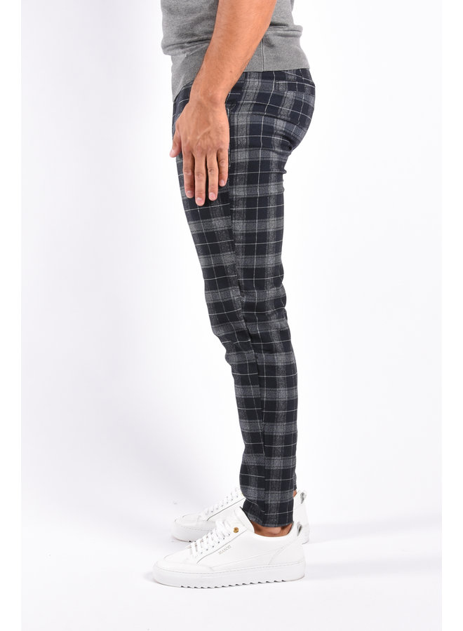 Stretch Pantalon Checkered Dark Blue