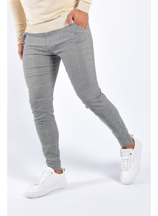 Stretch Pantalon Checkered Basic Grey