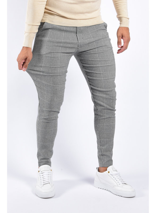 Stretch Pantalon Checkered Basic Grey