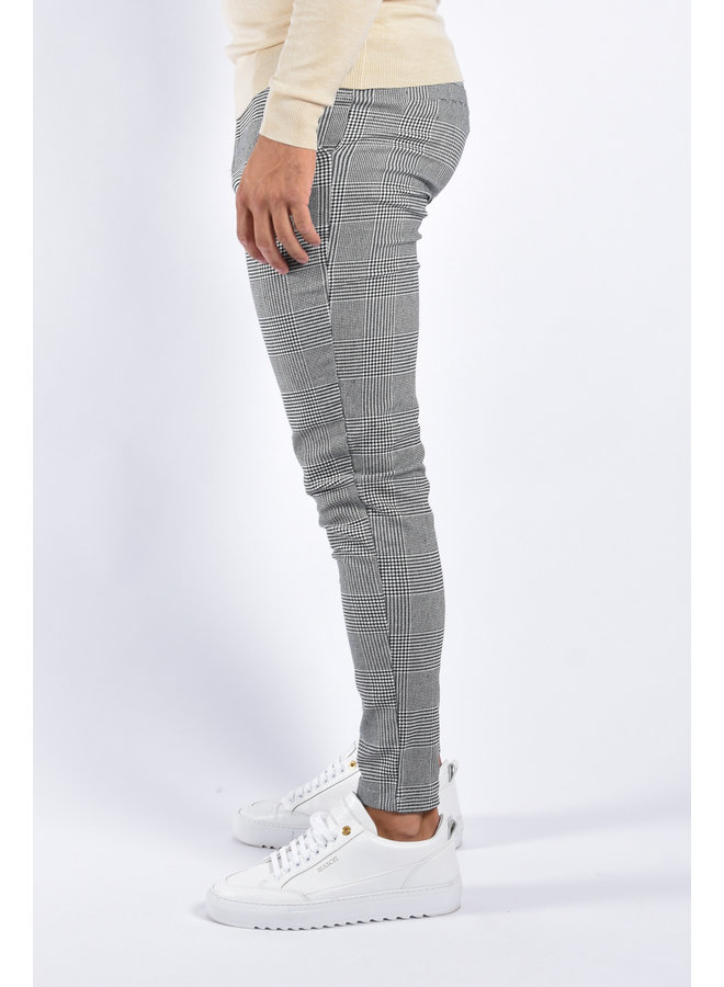 Stretch Pantalon Checkered Basic Grey