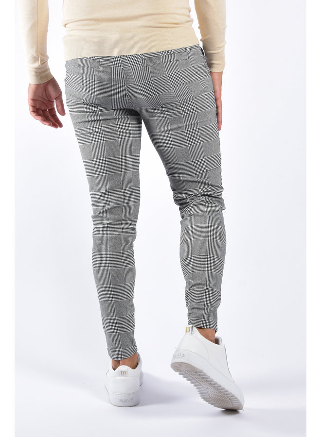 Stretch Pantalon Checkered Basic Grey