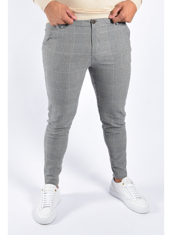 Stretch Pantalon Checkered Basic Grey