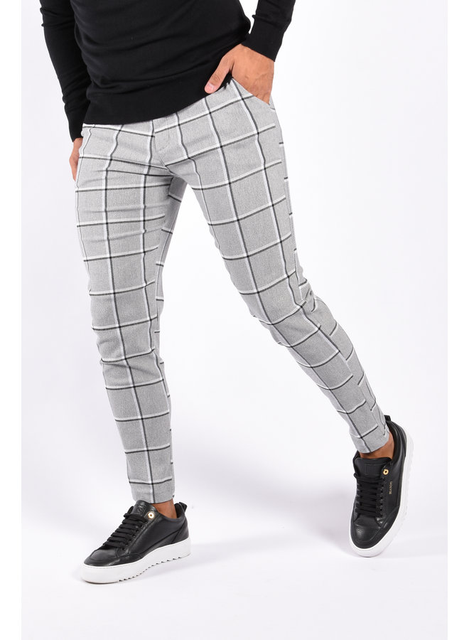 Stretch Pantalon “Milan” Checkered Grey