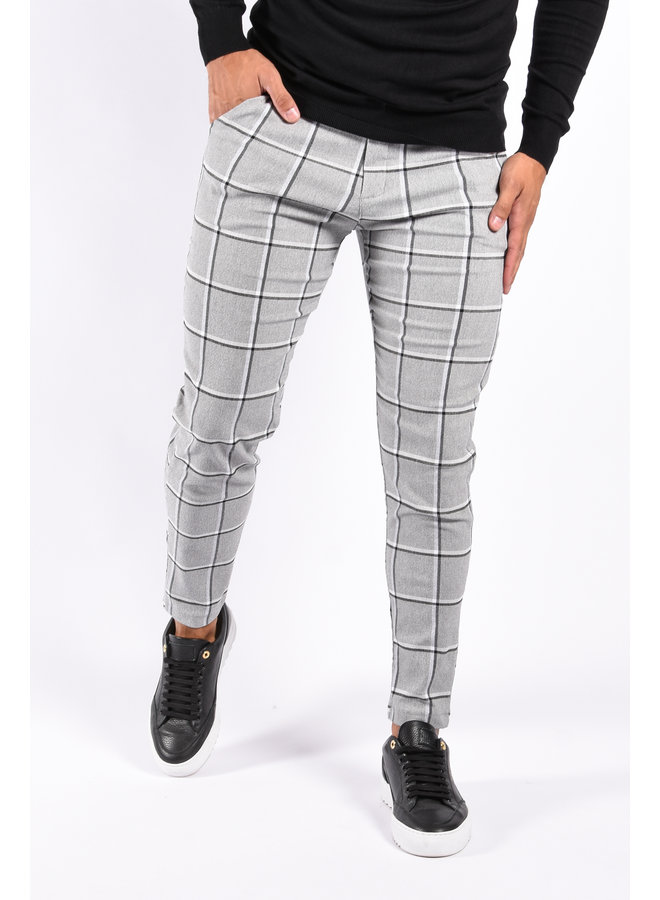 Stretch Pantalon “Milan” Checkered Grey