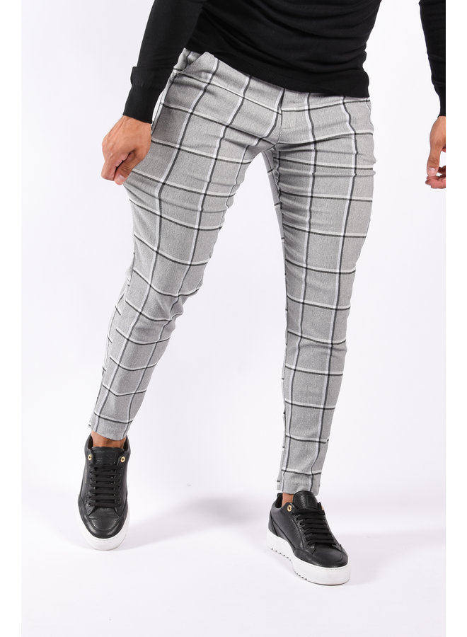 Stretch Pantalon “Milan” Checkered Grey