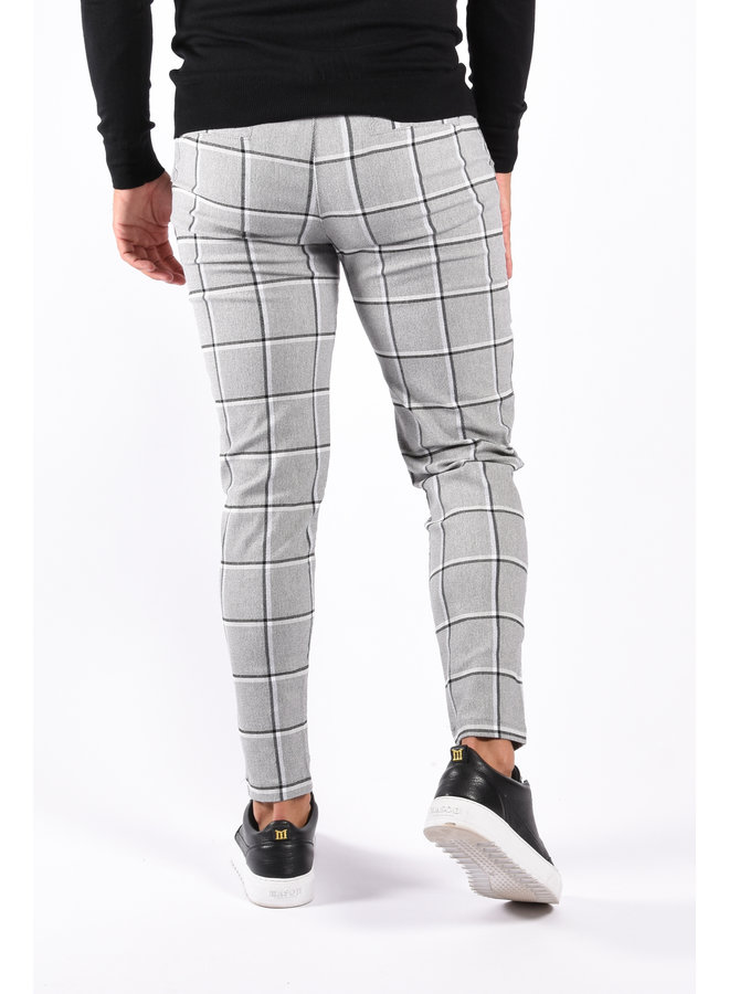 Stretch Pantalon “Milan” Checkered Grey