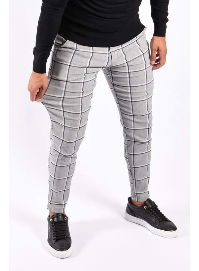 Stretch Pantalon “Milan” Checkered Grey