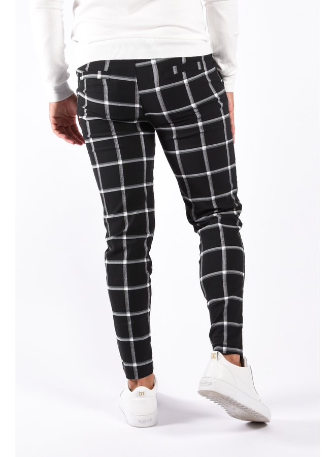 Stretch Pantalon “Fiore” Checkered Black