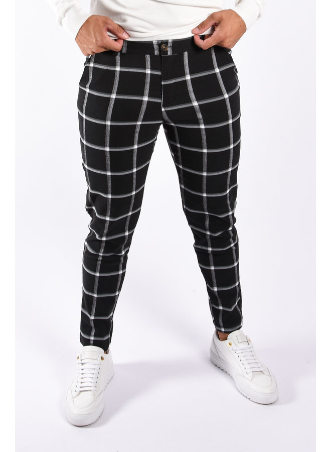 Stretch Pantalon “Fiore” Checkered Black