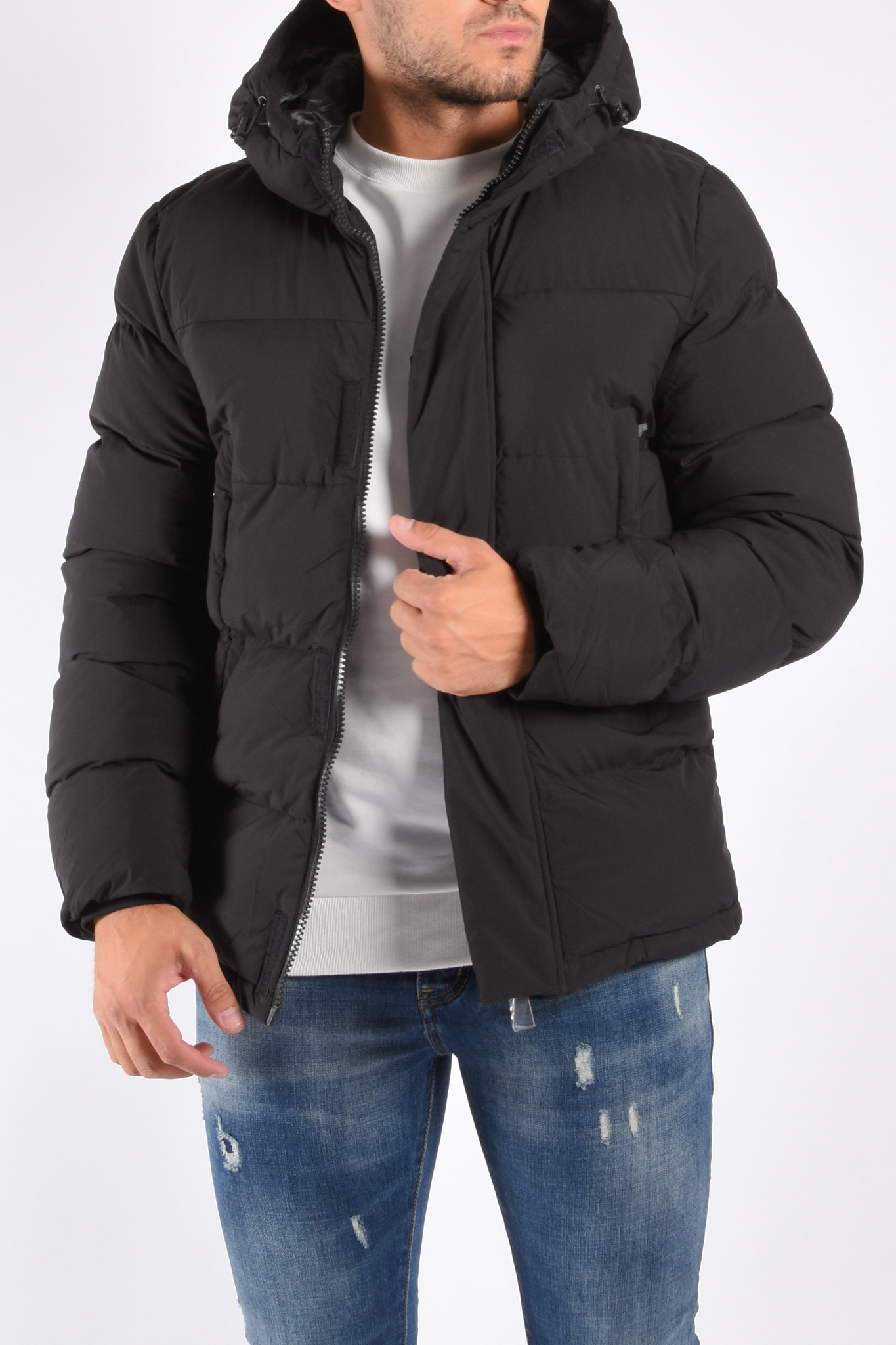 puffer jacket with shorts