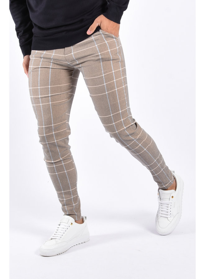 Stretch Pantalon Checkered “Tino” Beige