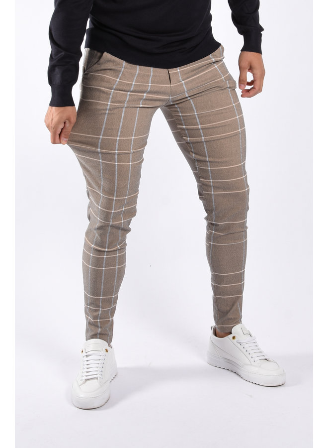 Stretch Pantalon Checkered “Tino” Beige