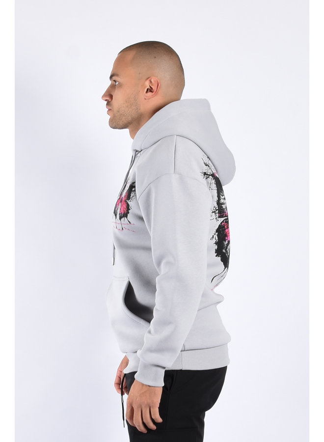 Hoodie Unisex “Red Butterfly” Grey