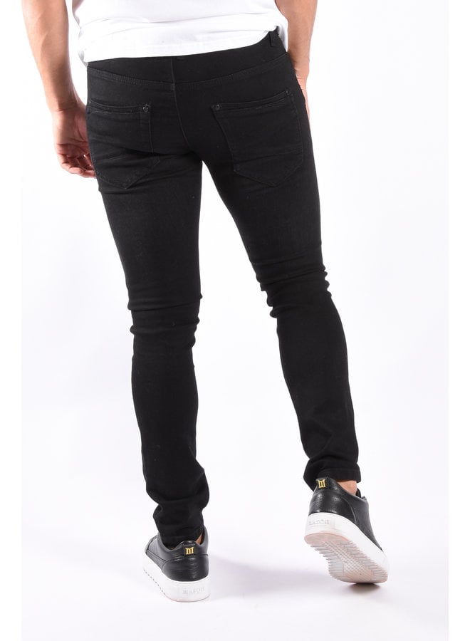 Skinny Fit Stretch Jeans “Joshua” Black Slightly Shredded
