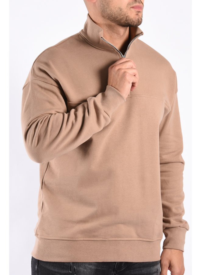 Premium Half Zipped  Sweater “Lumi” Camel