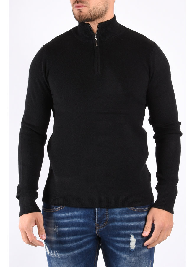 Knitted half zipped sweater “toti” Black