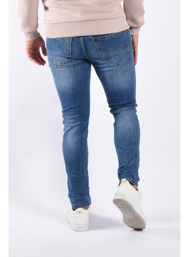 Skinny Fit Stretch Jeans "Felix" Blue Slightly Distressed