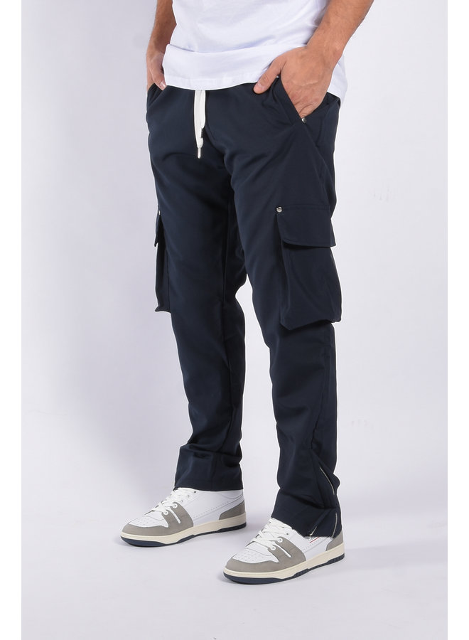 Cargo Pants Zipped Straight Leg Navy Blue