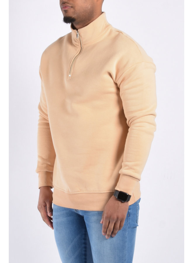 Premium Half Zipped Sweater “Jeff”  Beige