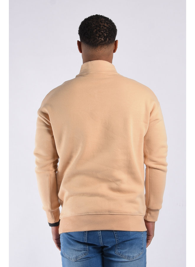 Premium Half Zipped Sweater “Jeff”  Beige