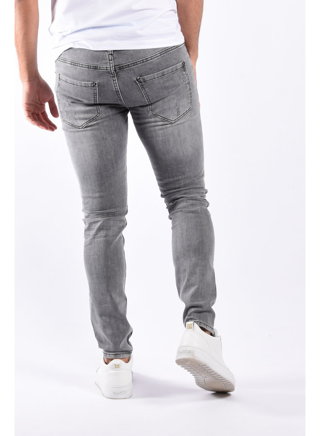 Slim Fit Stretch Jeans “Ero” Grey Washed / Distressed