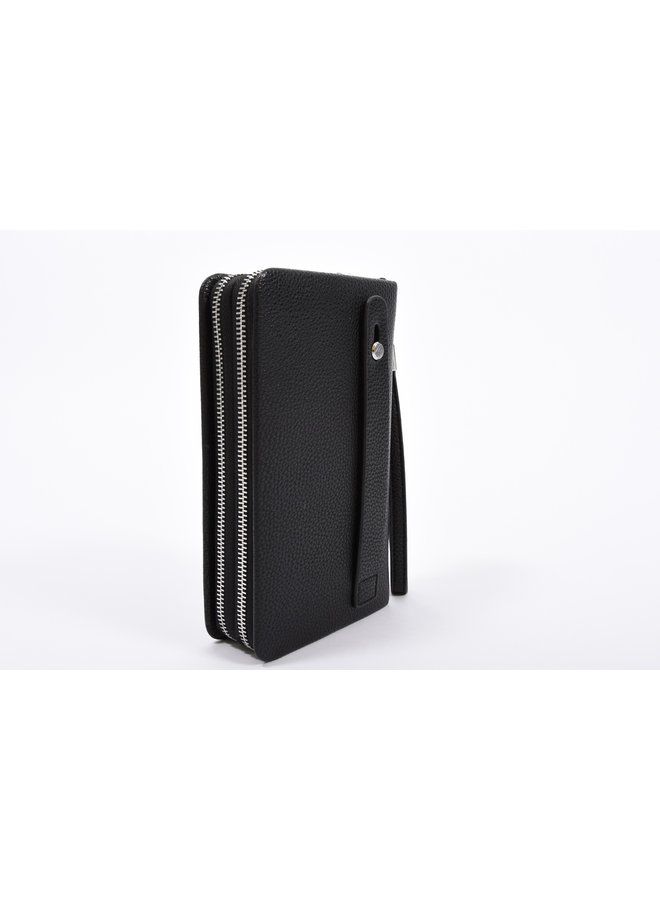 Classic Zip Around Clutch Handbag Black