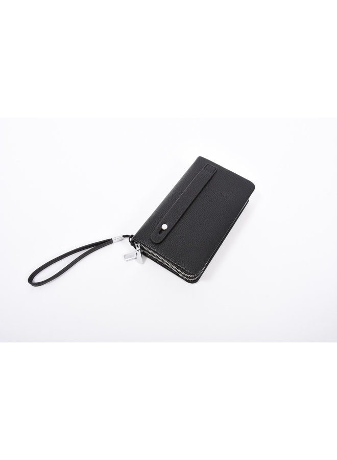 Classic Zip Around Clutch Handbag Black