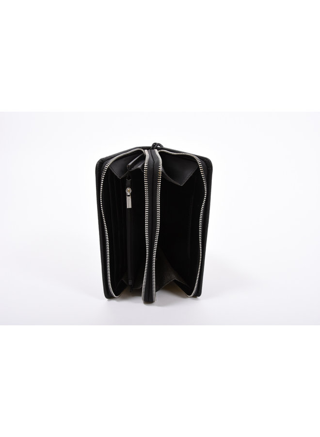 Classic Zip Around Clutch Handbag Black