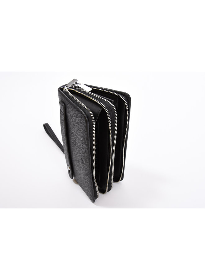 Classic Zip Around Clutch Handbag Black