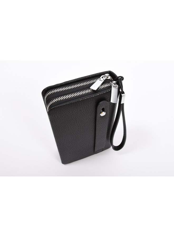 Classic Zip Around Clutch Handbag Black