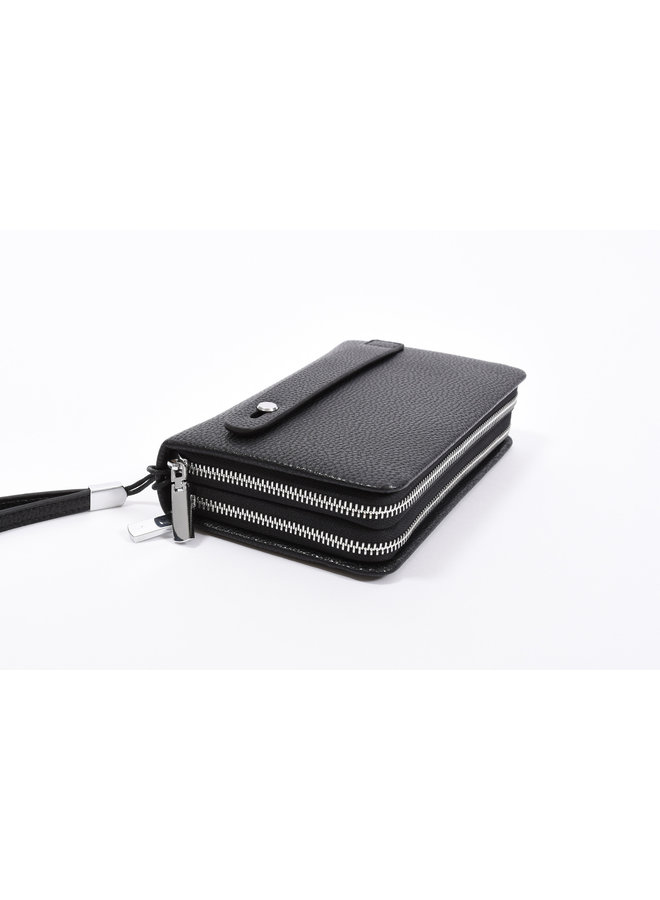 Classic Zip Around Clutch Handbag Black