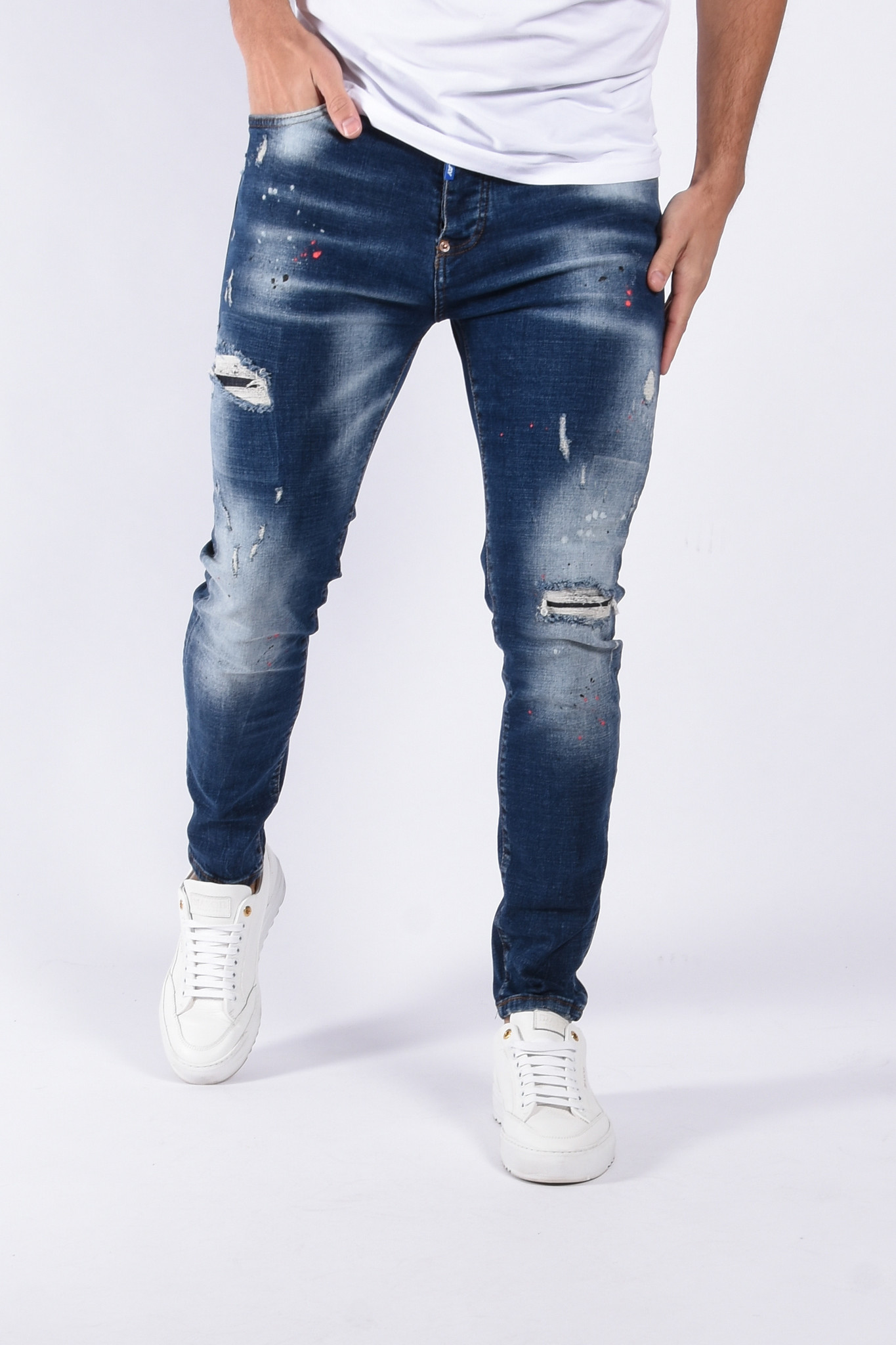 Respect vraag naar overal Slim Fit Stretch Jeans “Lloyd” Blue Washed / Splashed - Yugo Menswear  Herenmode Winkel Heerlen en Online Webshop