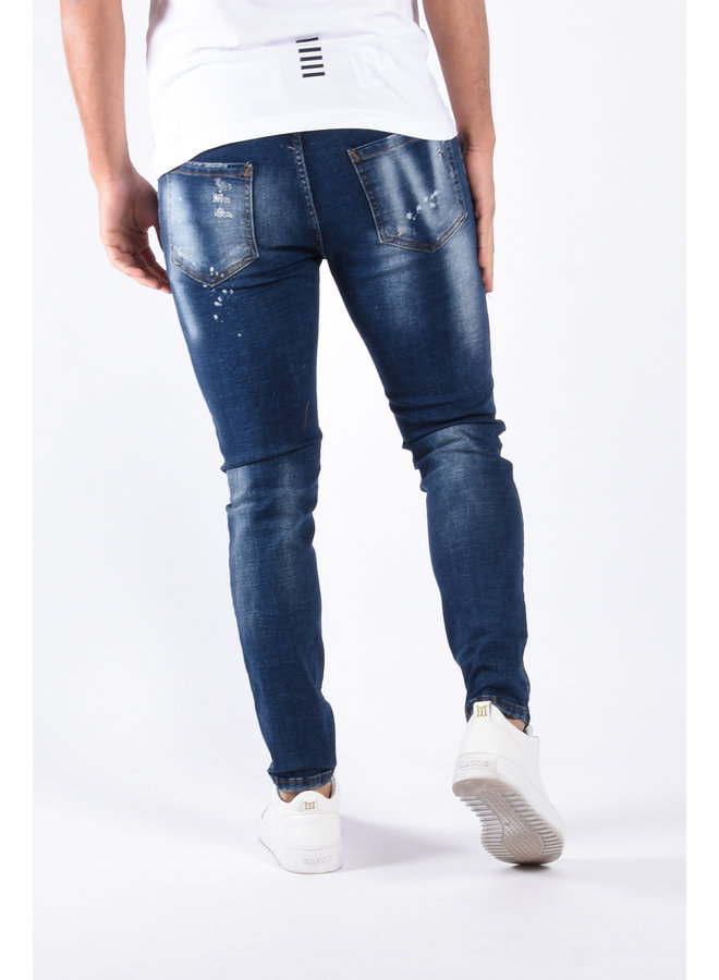 Slim Fit Stretch Jeans “Lloyd” Blue Washed / Splashed