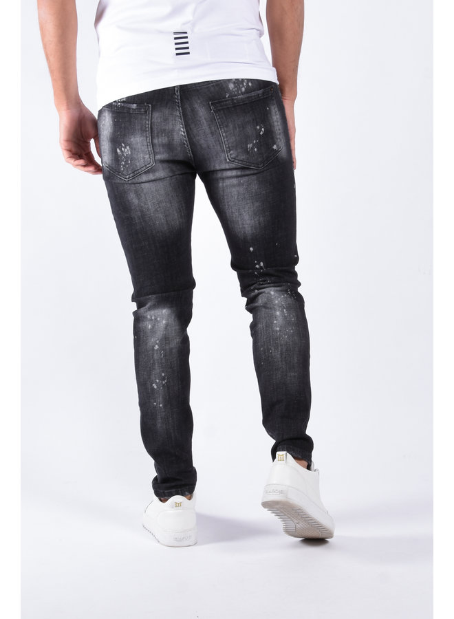 Slim Fit Stretch Jeans “Lloyd” Dark Grey  Washed / Splashed