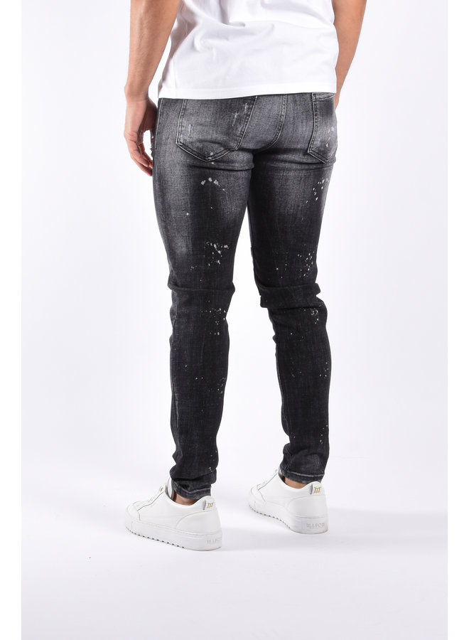 Slim Fit Stretch Jeans "Masterpiece Series" Dark Grey Washed/ Splashed