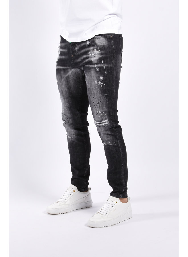 Slim Fit Stretch Jeans "Dani" Dark Grey Splashed / Washed