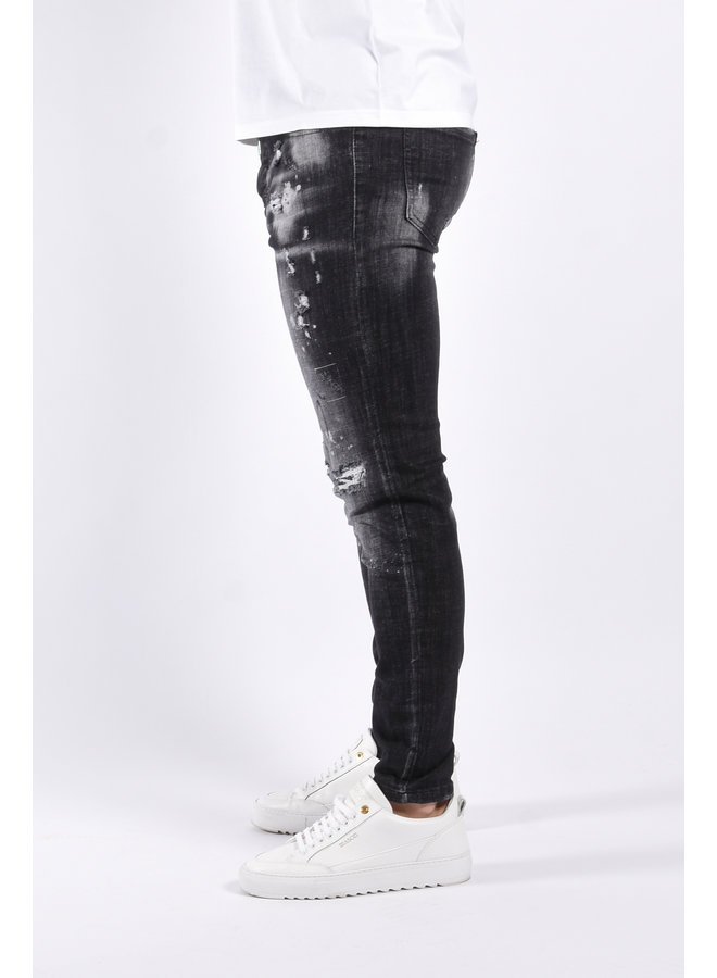 Slim Fit Stretch Jeans "Dani" Dark Grey Splashed / Washed