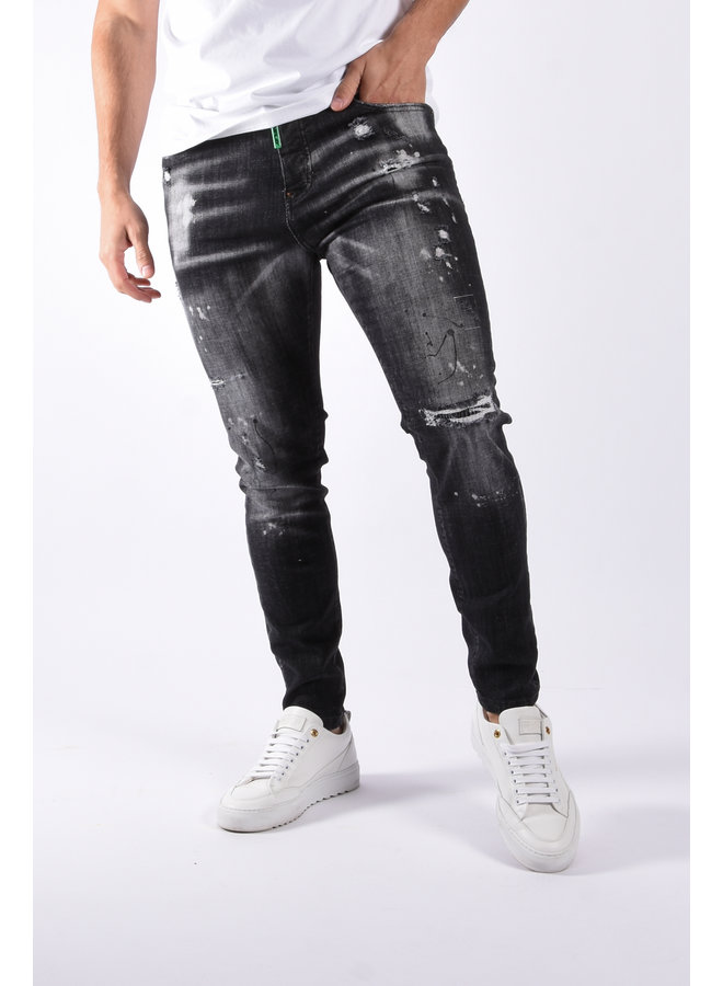 Slim Fit Stretch Jeans "Dani" Dark Grey Splashed / Washed