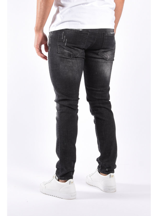 Slim Fit Stretch Jeans "Collin" Black Washed / Splashed