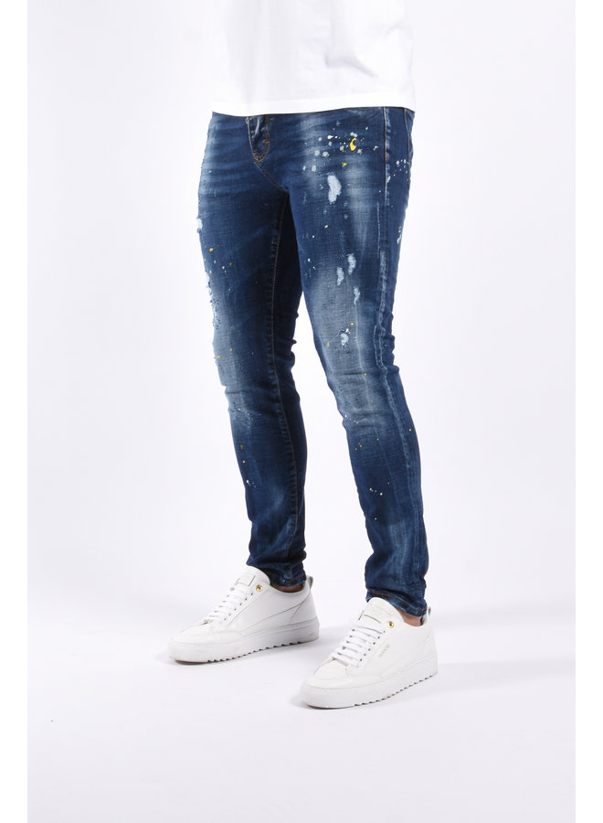 Slim Fit Stretch Jeans "Collin" Blue Washed / Splashed
