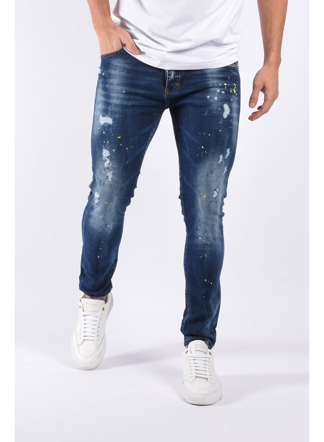 Slim Fit Stretch Jeans "Collin" Blue Washed / Splashed